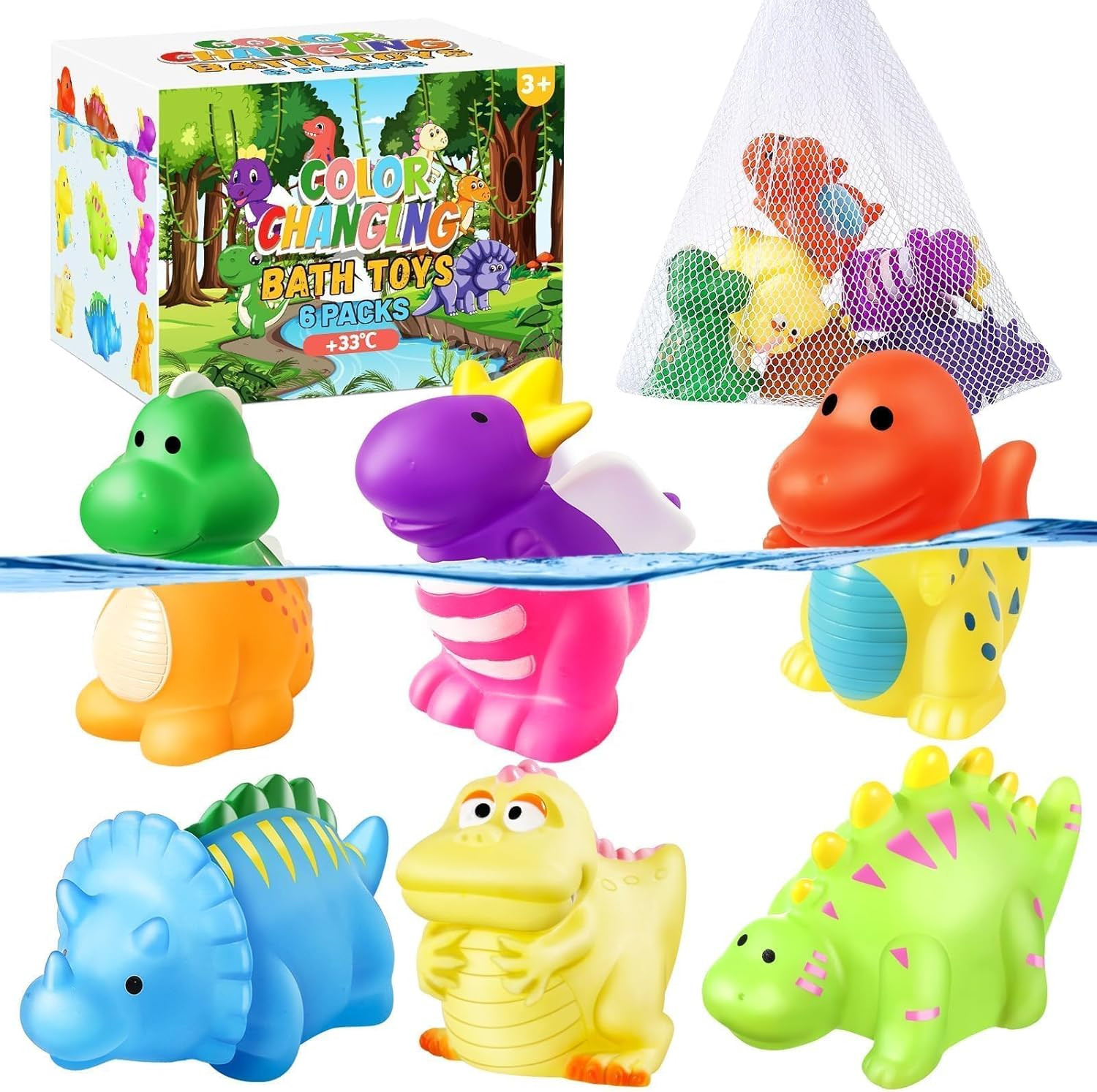 Color Changing No Hole Toddler Bath Toys for Kids Ages 1-3 4-8, Dinosaur Bath Toys Toddlers 2-4, ... | Amazon (US)