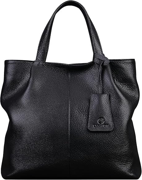 Genuine Leather Purses for Women, Soft Organized Hobo Bag Top Handle Satchel Classic Lightweight Sho | Amazon (US)