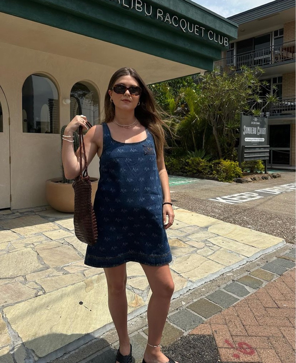 ratio logo denim mini dress Ratio Logo Denim Midi Dress-LOGO WASH / 4
