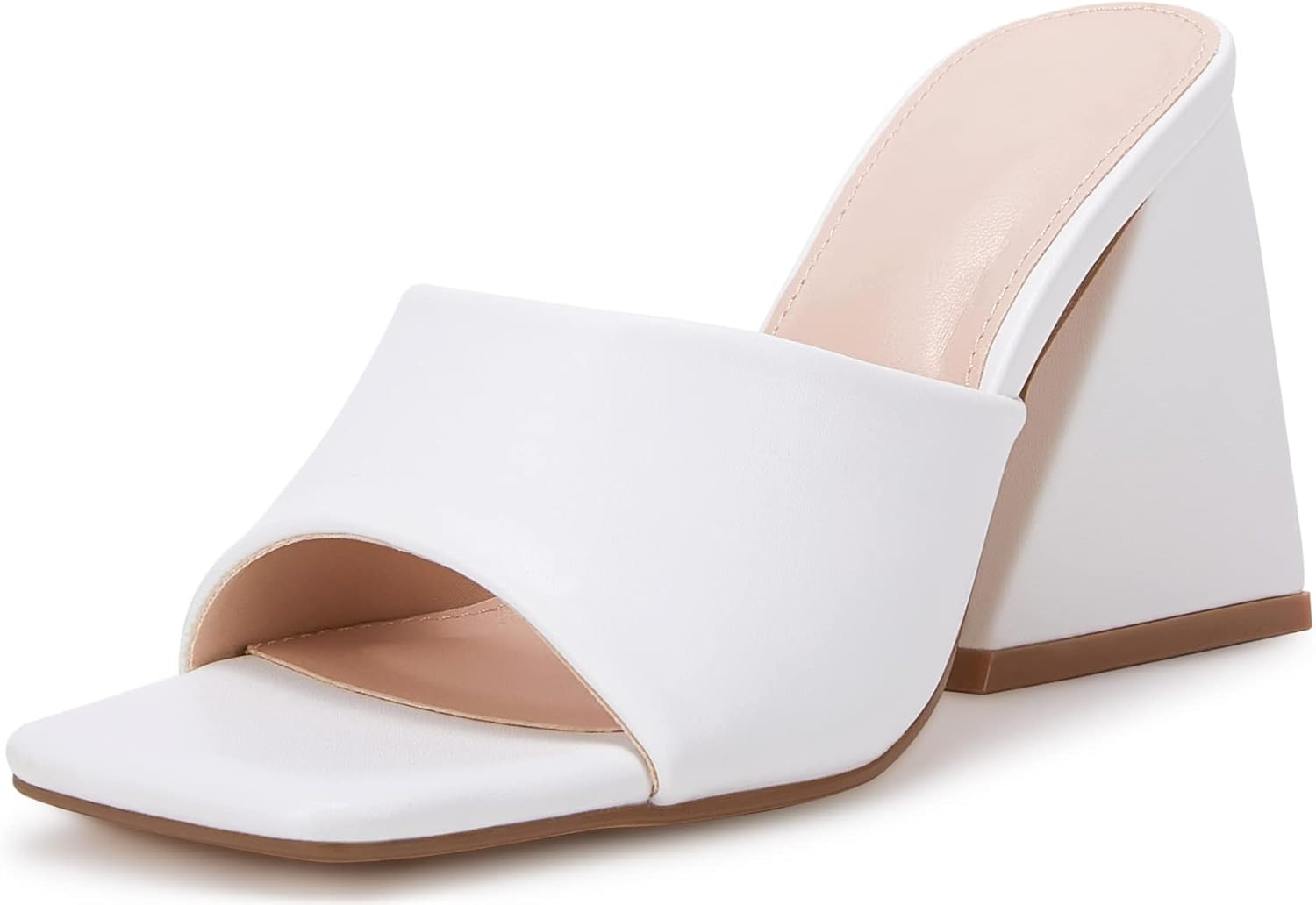 VETASTE Women's Heeled Sandals Square Open Toe Slip on Block Heels Mules | Amazon (US)