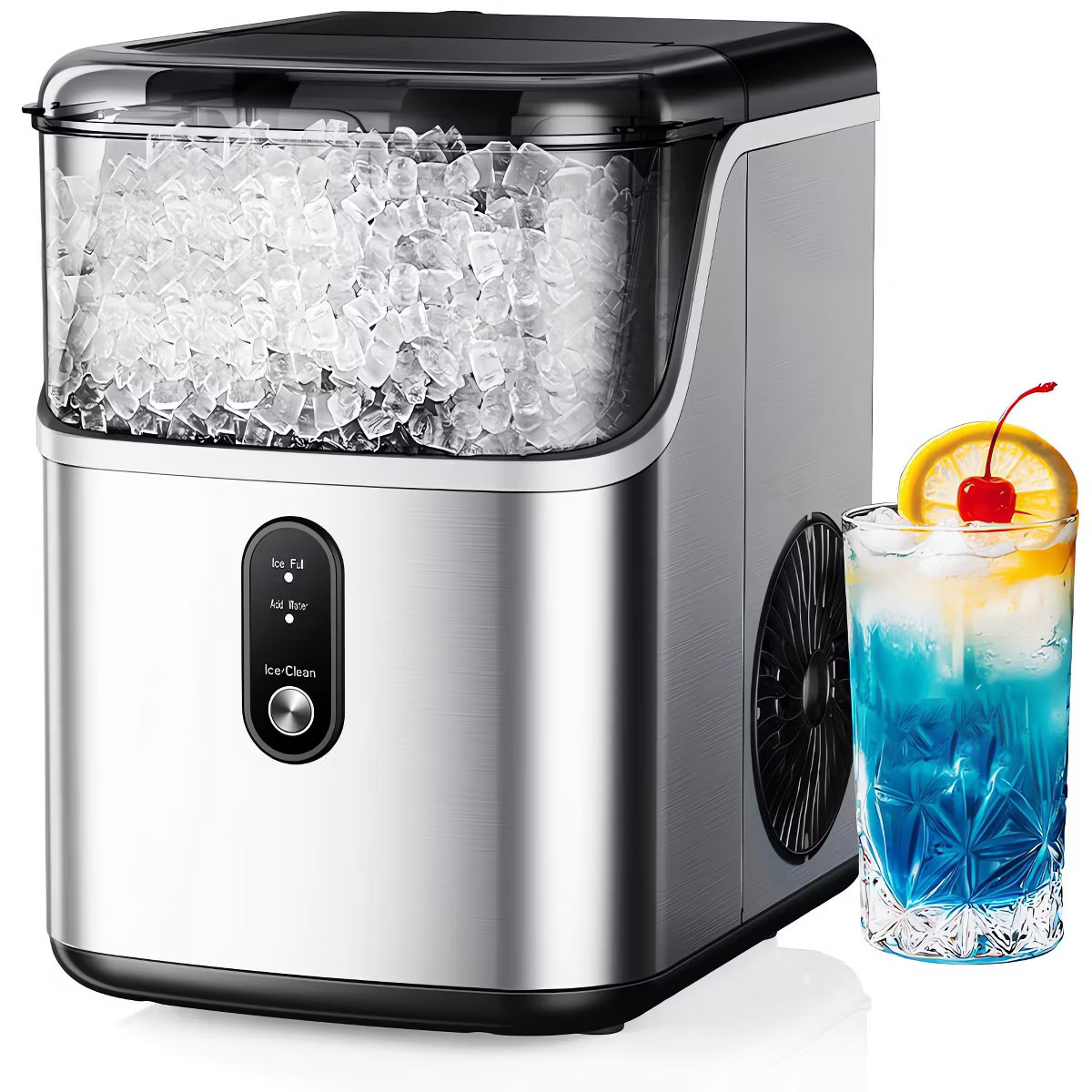 Simzlife 35 Lbs. Countertop Nugget Ice Maker, Stainless Steel Portable Ice Maker Machine with Sel... | Target