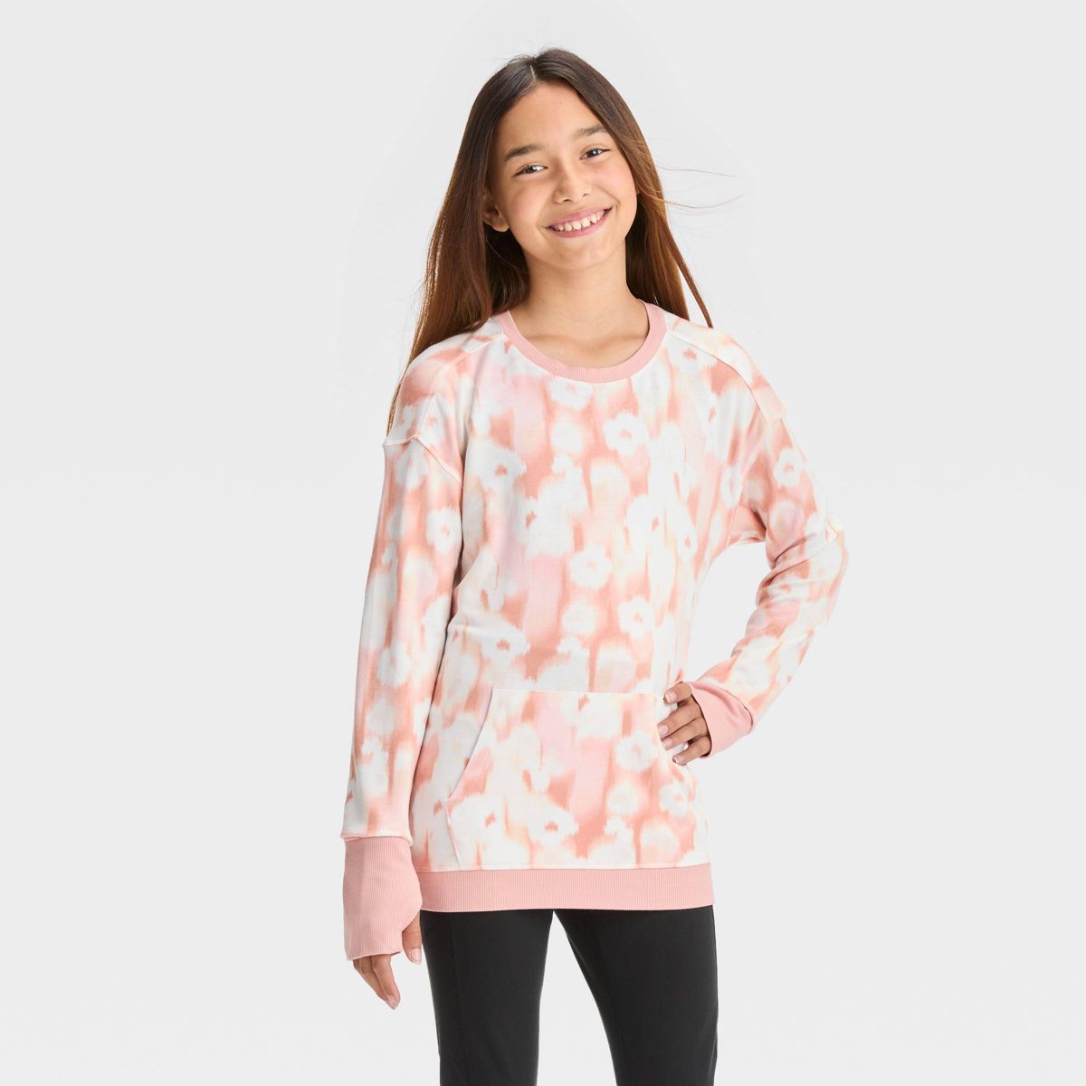 Girls' Cozy Lightweight Fleece Crewneck Sweatshirt - All in Motion™ | Target