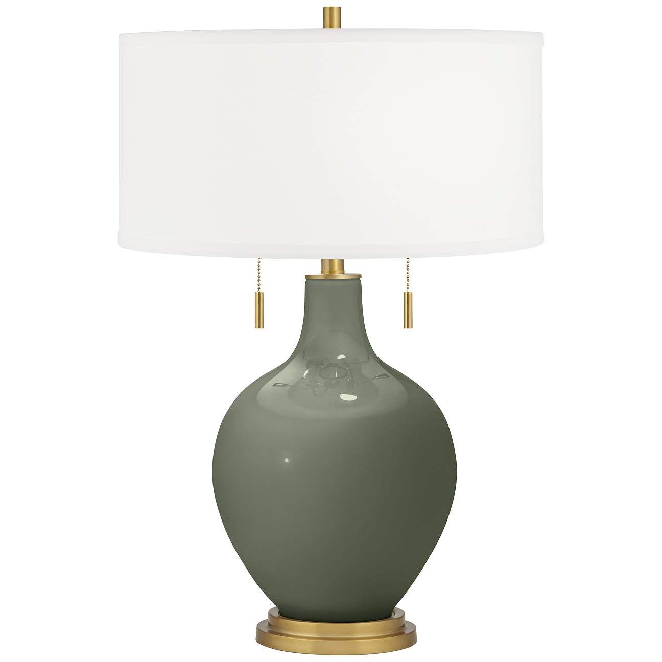 Deep Lichen Green Toby Brass Accents Table Lamp | Lamps Plus