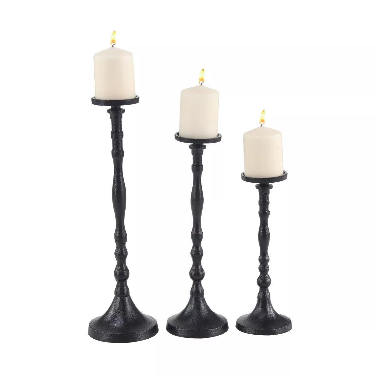 Set of 3 Traditional Iron Candle Holders Black - Olivia & May | Target