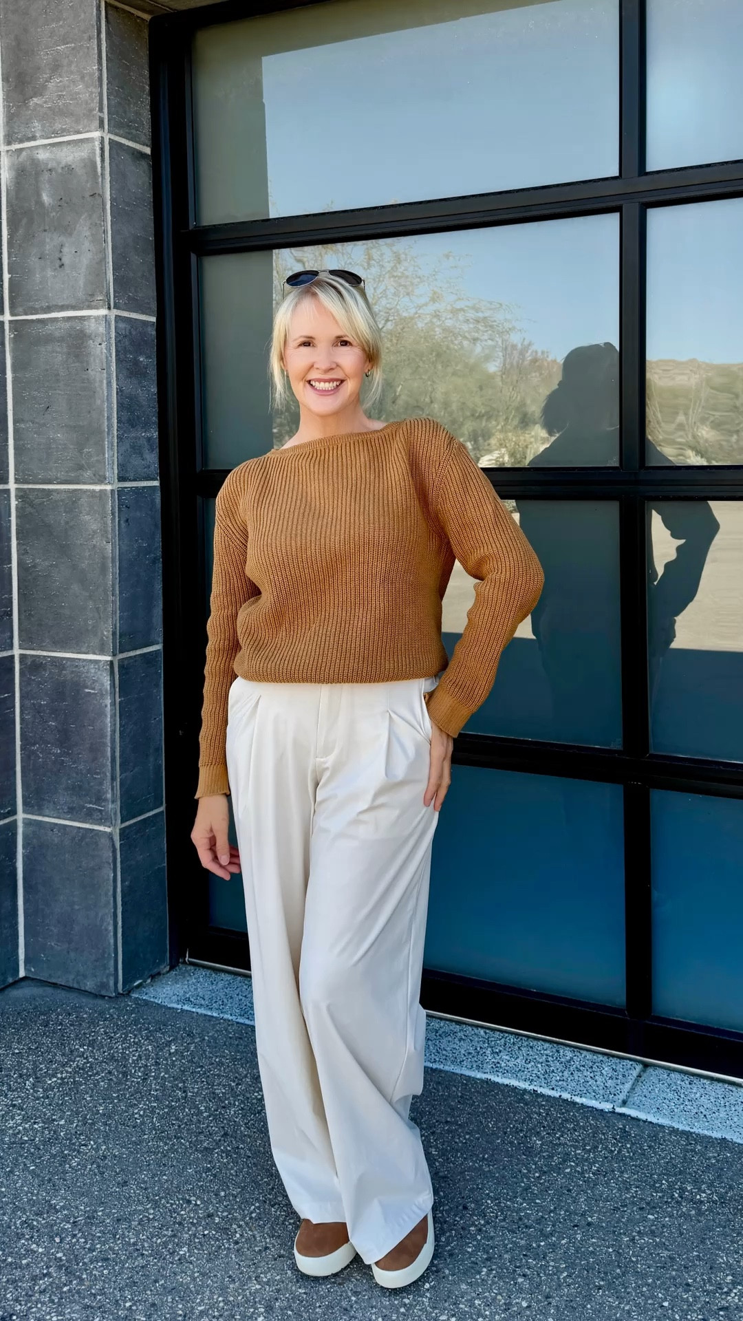 Do you want to feel
Comfortable and fabulous? These stretchy pants are flattering and perfect for dressing up or being casual. My sweater is organic cotton, which I love! And after breaking my foot, Dr. Scholls' booties were supportive and comfortable enough to start walking in.