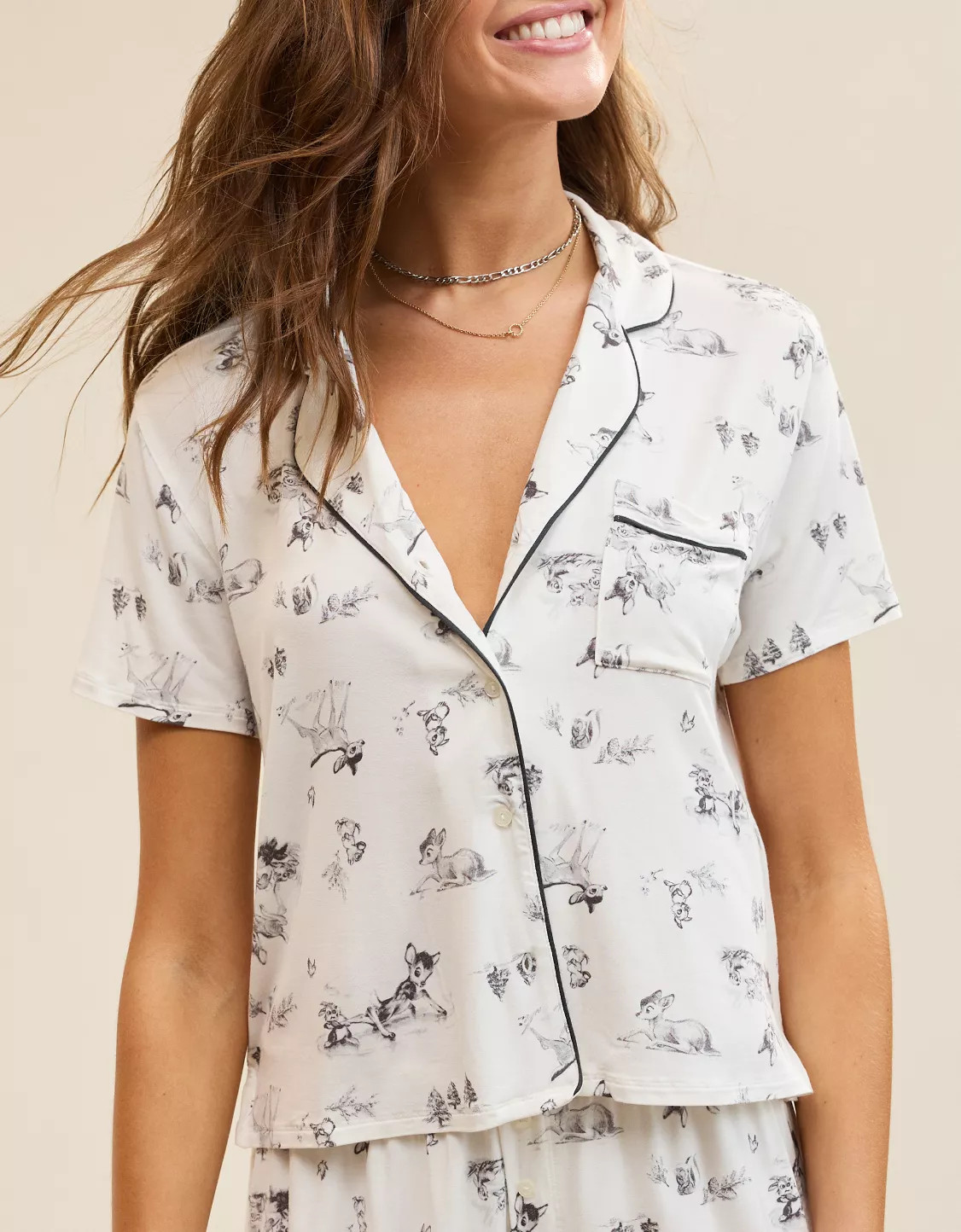 Aerie Real Soft® Disney Piping PJ Set | Aerie