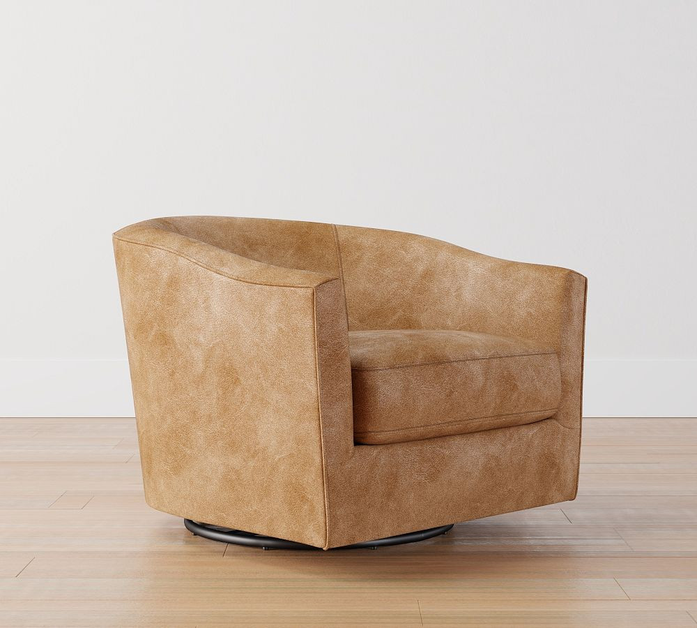 Harlow Leather Swivel Armchair | Pottery Barn (US)