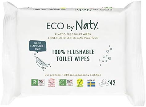 Eco by Naty Flushable Baby Wipes - Compostable and Plant-Based Wipes, Chemical-Free and Hypoallergen | Amazon (US)