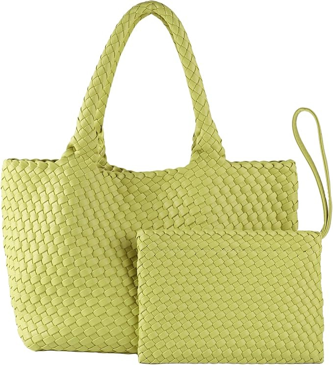 SporGenius Woven Tote Bag for Women, Vegan Leather Handwoven Bags with Small Purse, Large Braided... | Amazon (US)