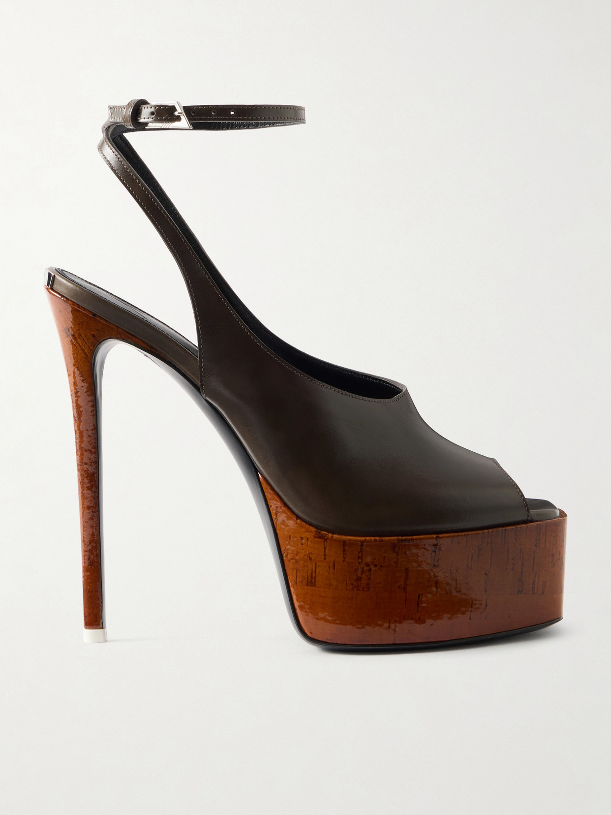 The Attico - Ornella Leather Sandals - Brown | NET-A-PORTER (US)