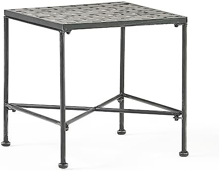 Christopher Knight Home Petra Iron End Table, Black Brush Silver | Amazon (US)