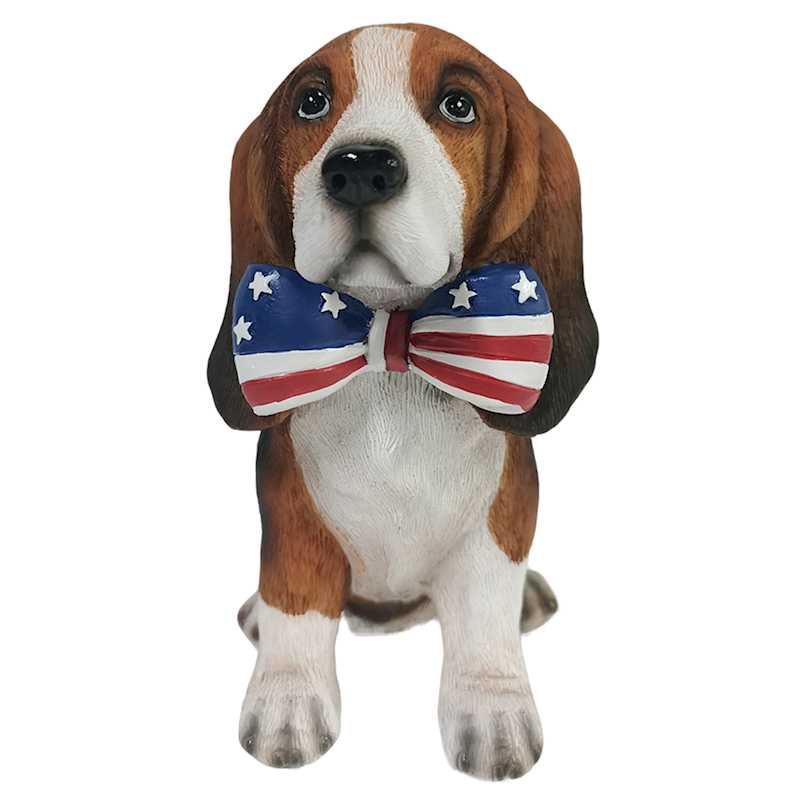 Red White & Blue Basset Hound Statue, 7" | At Home