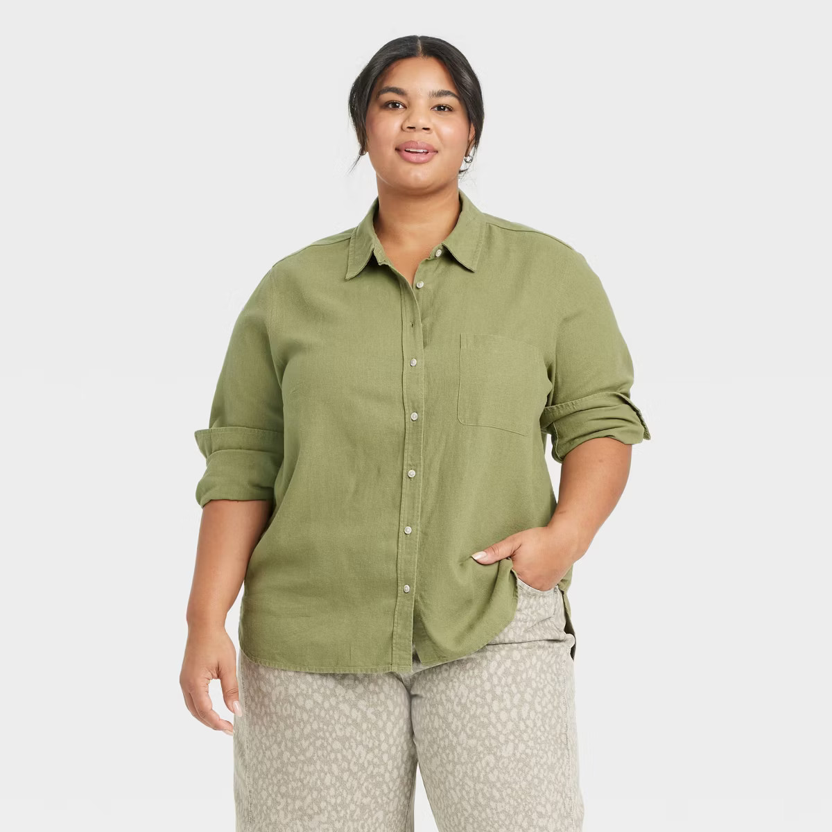 Women's Long Sleeve Collared Linen Button-Down Shirt - Universal Thread™ | Target