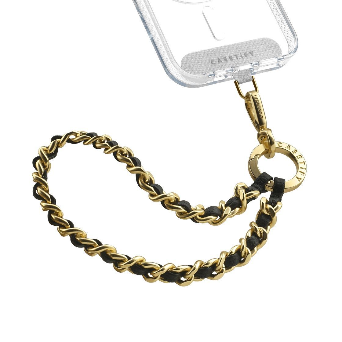 Leather Chain Wrist Strap -  Black in Champagne Gold | Casetify (Global)