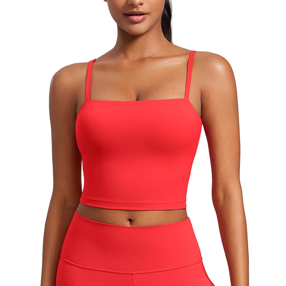 CRZ YOGA Butterluxe Cami Longline Sports Bras for Women - Square Neck Adjustable Padded Workout C... | Amazon (US)