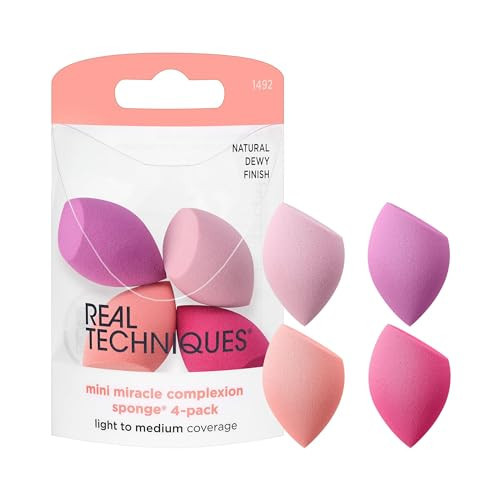 Real Techniques Mini Miracle Complexion Sponge 4 Pack, Small Makeup Blending Sponges, For Foundation & Concealer, Mini Size for Under Eyes & Touch-Ups, Travel Friendly, Natural Makeup, Latex-Free | Amazon (US)