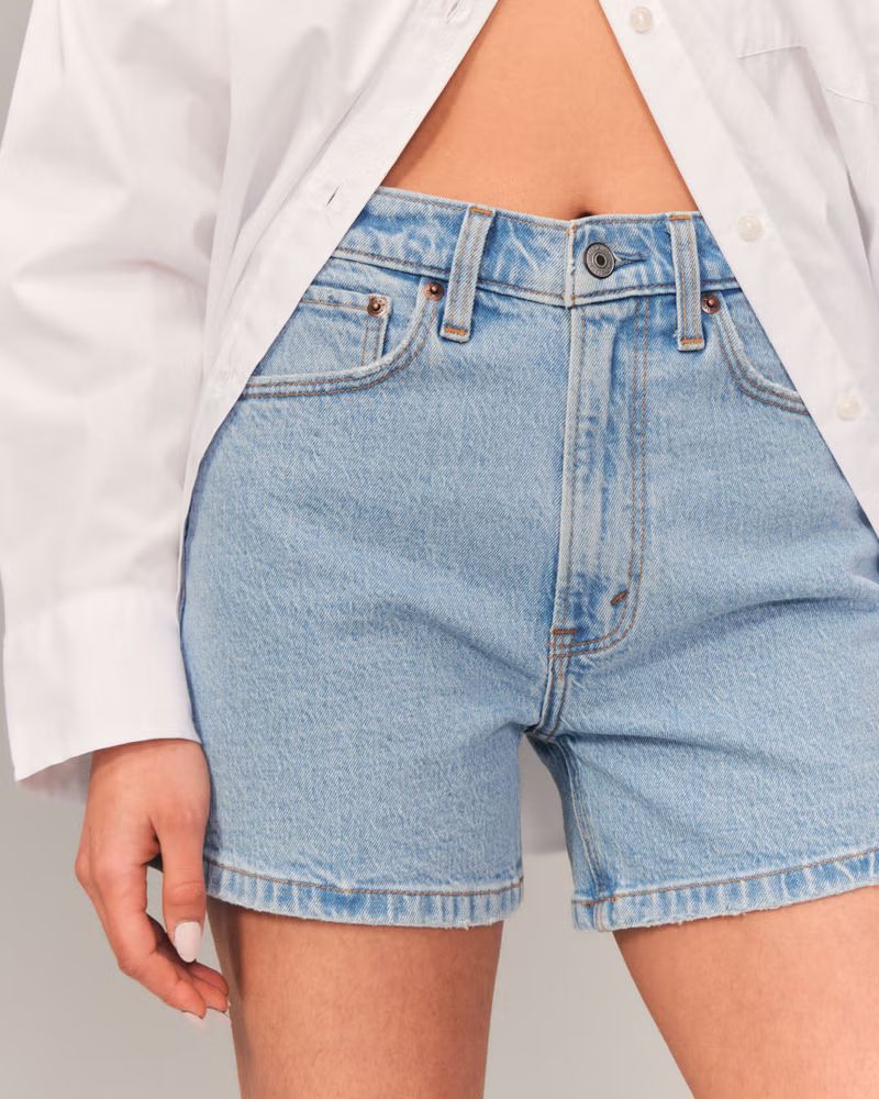 Women's High Rise 4 Inch Mom Short | Women's Bottoms | Abercrombie.com | Abercrombie & Fitch (US)