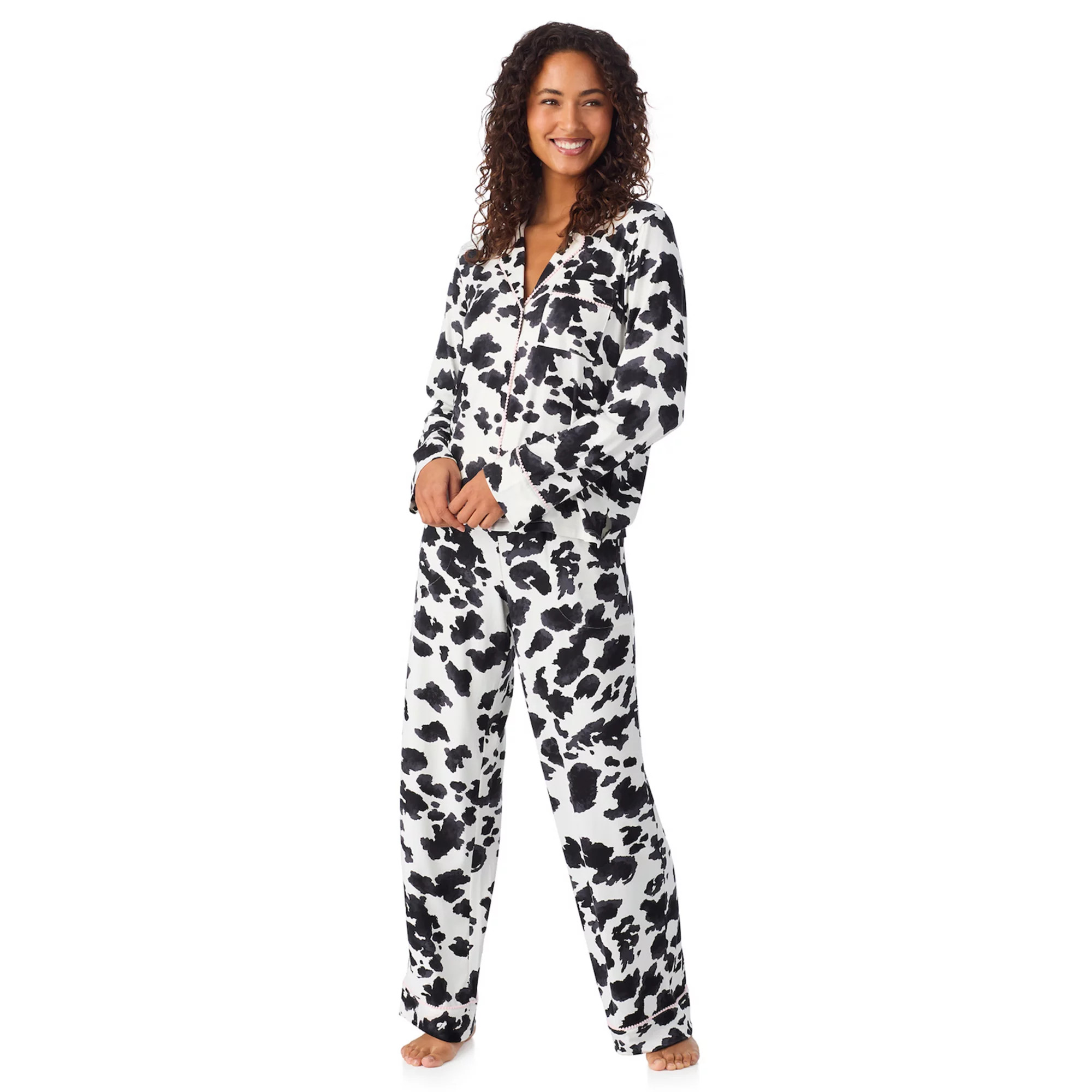 Women's Beauty Sleep Social Valentina Long Sleeve Notch Pajama Top & Pajama Pants Set | Kohl's