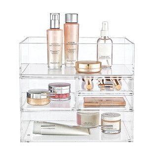 Luxe Acrylic Modular Tray w/ Mirror Base Clear | The Container Store