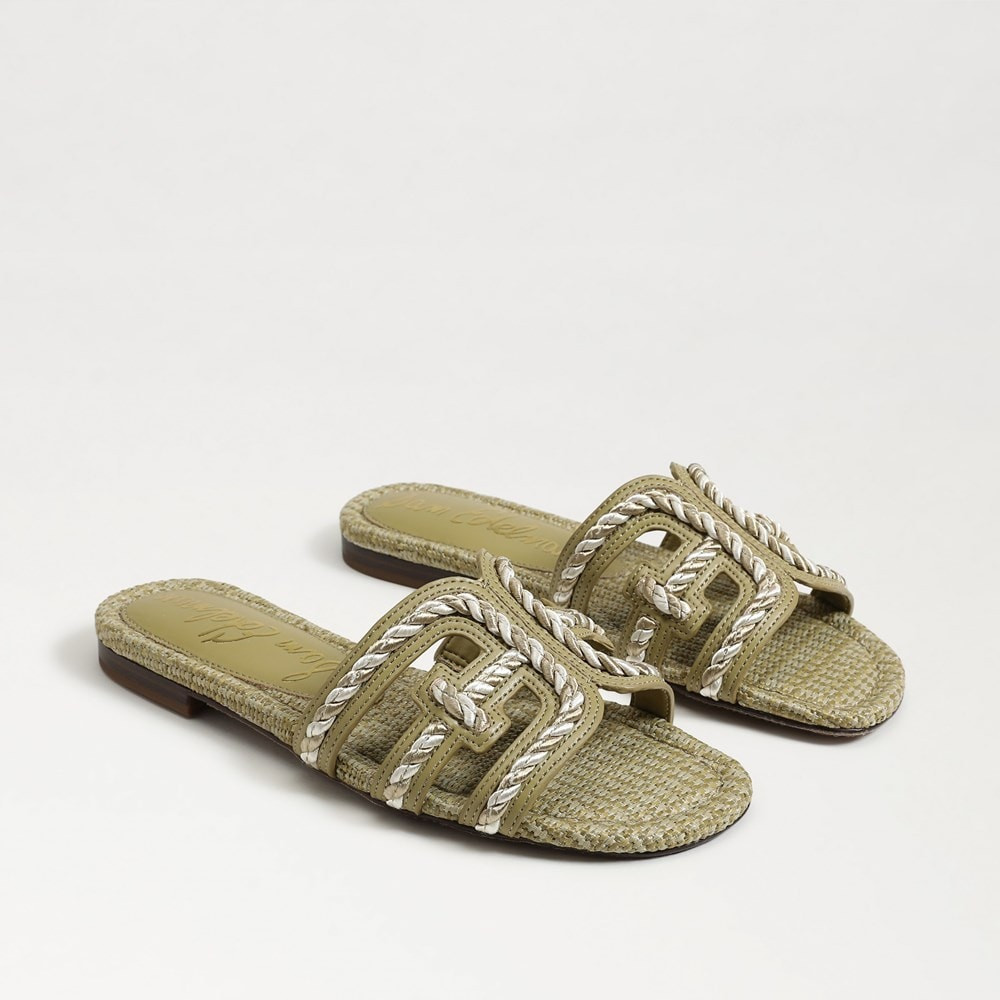 Bay Twist Slide Sandal Washed Sage Faux Raffia | Sam Edelman
