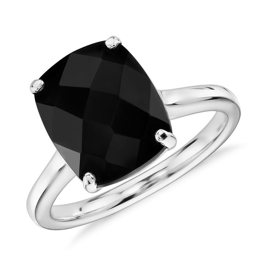 Black Onyx Cushion Cocktail Ring in 14k White Gold (11x9mm) | Blue Nile | Blue Nile Asia
