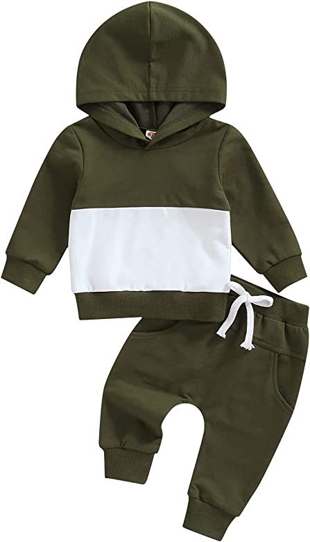 Toddler Boy Clothes Patchwork Sweatshirts Long Sleeve Tops Solid Pants Outfit Fall Winter Baby Bo... | Amazon (US)