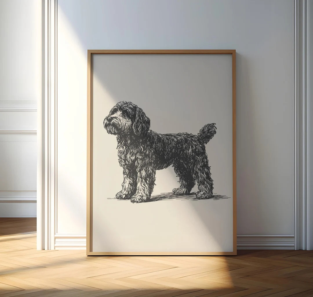 Cavoodle Vintage Poster, Cavapoo Retro Print, Dog Wall Art Decor, Antique Vintage Drawing, Countr... | Etsy (US)