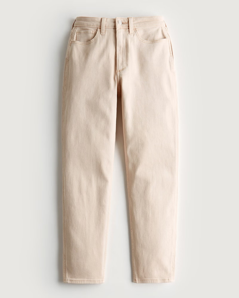 Women's Curvy High-Rise Cream Mom Jeans | Women's Bottoms | HollisterCo.com | Hollister (US)