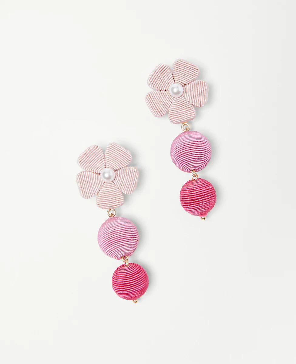 Thread Wrapped Flower Drop Earrings | Ann Taylor (US)
