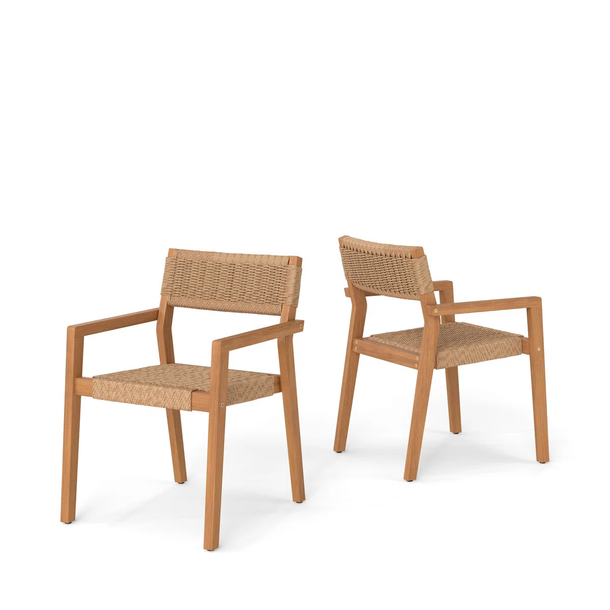 Outdoor Wicker Dining Chairs With Armrests (Set of 2) | Wayfair North America