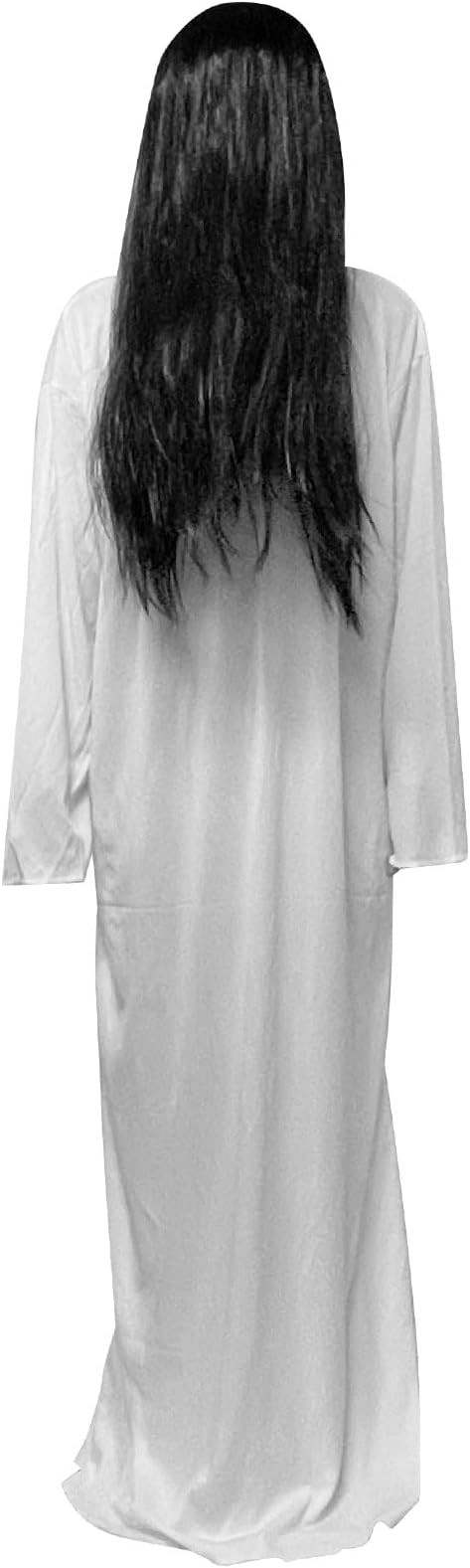 2 PCS Halloween Ghost Costume for Adult, White Robe Black Wig Set, The Ring Cosplay Costume Dress... | Amazon (US)
