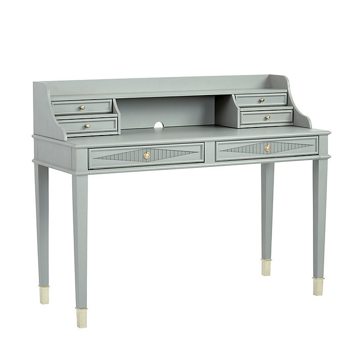 Margaret Desk & Hutch with Reeded Diamond Drawers & Brass Hardware | Ballard Designs, Inc.