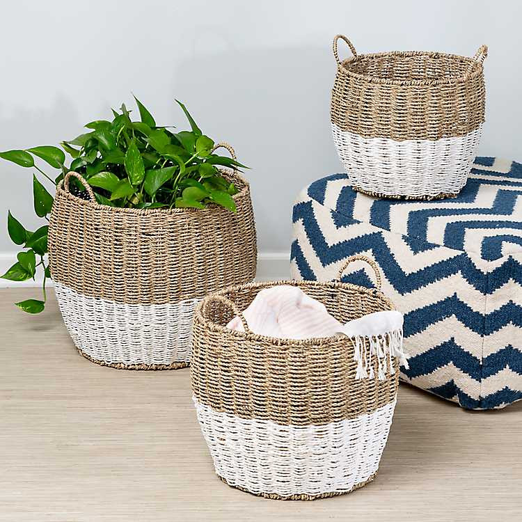 Dipped Seagrass Nesting Baskets, Set of 3 | Kirkland's Home