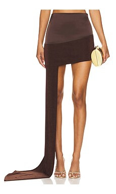 Khanums Asymmetric Mini Skirt in Brown from Revolve.com | Revolve Clothing (Global)