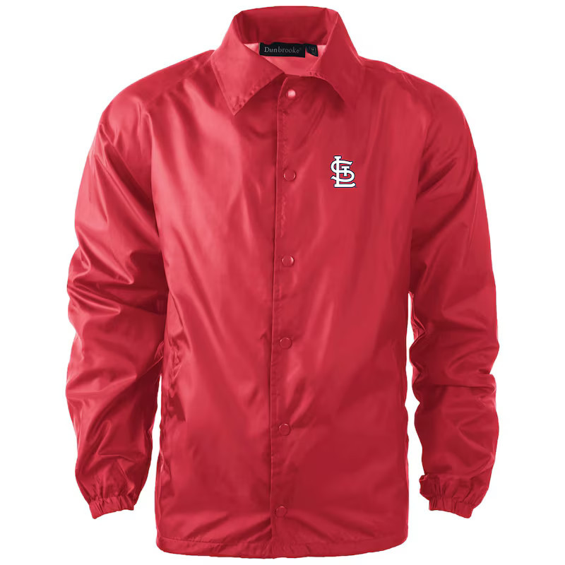 Men's Dunbrooke Red St. Louis Cardinals Coach's Raglan Full-Snap Windbreaker Jacket | Fanatics
