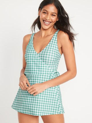 V-Neck Wrap-Front One-Piece Swimsuit Dress for Women | Old Navy (US)