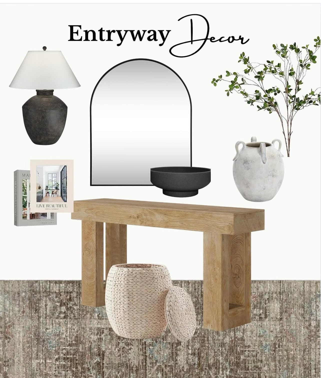 Entryway decor finds for a warm, pulled together first impression.

I love a simple console table, arched mirror, textured basket, lamp, greenery, and a catchall bowl for keys or little everyday items.

Pretty, practical, and not so styled that you’re afraid to actually use it.

#LTKHome #LTKSeasonal