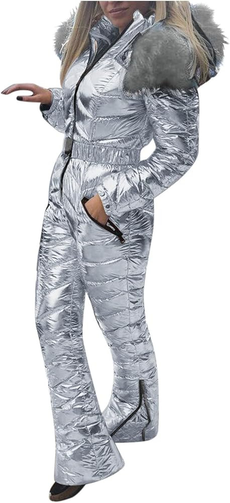 Women Fashion Casual Thick Hot Snowboard Skisuit Outdoor Sports Zipper Warm Ski Suit Suits And Ro... | Amazon (US)