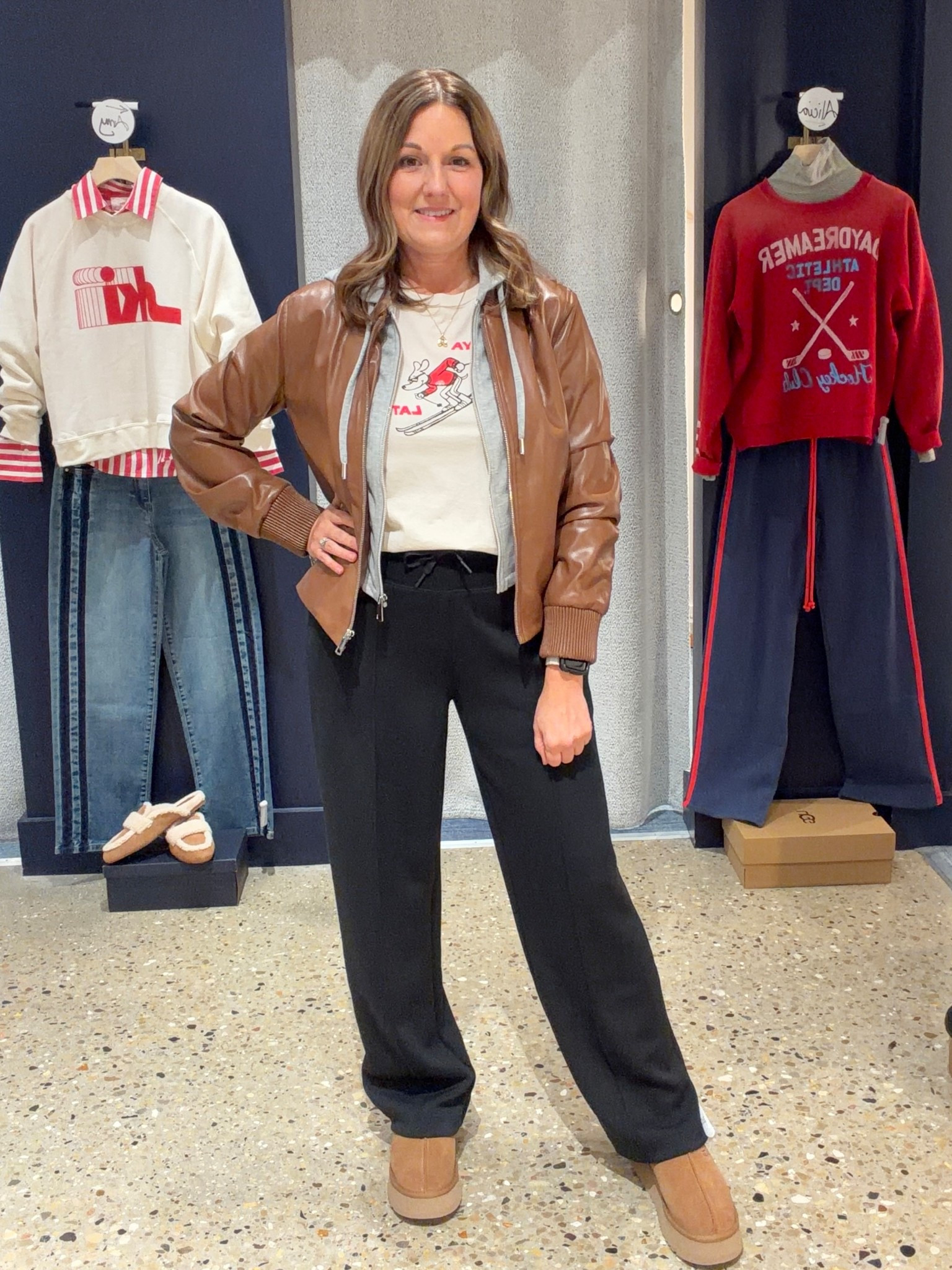 This jacket from Evereve is 💯! And I never knew this, but the hooded part can be taken out and is interchangeable with other pieces by their brand! Several of their blazers come with the zip out hoodie option in other colors! 

Jacket - TTS, I’m in size S 
Tee - TTS, I’m in size S
Pants - TTS, I’m in size S
Shoes - sized up 1

Evereve | Elevated Athleisure 