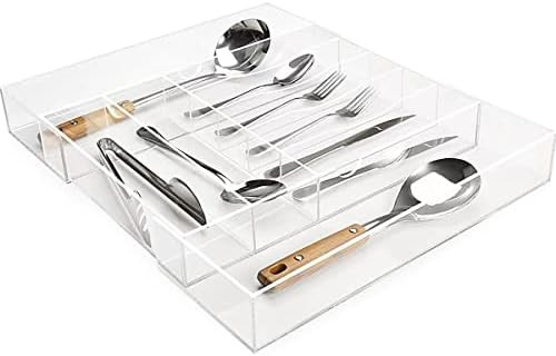 NIUBEE Expandable Kitchen Drawer Organizer for Flatware and Utensils,Clear Acrylic Adjustable Sil... | Amazon (US)