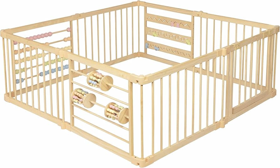 Wooden Playpen Extra Large for Toddlers and Babies - (8/10) Wood Playpen Panels - Foldable plaype... | Amazon (US)