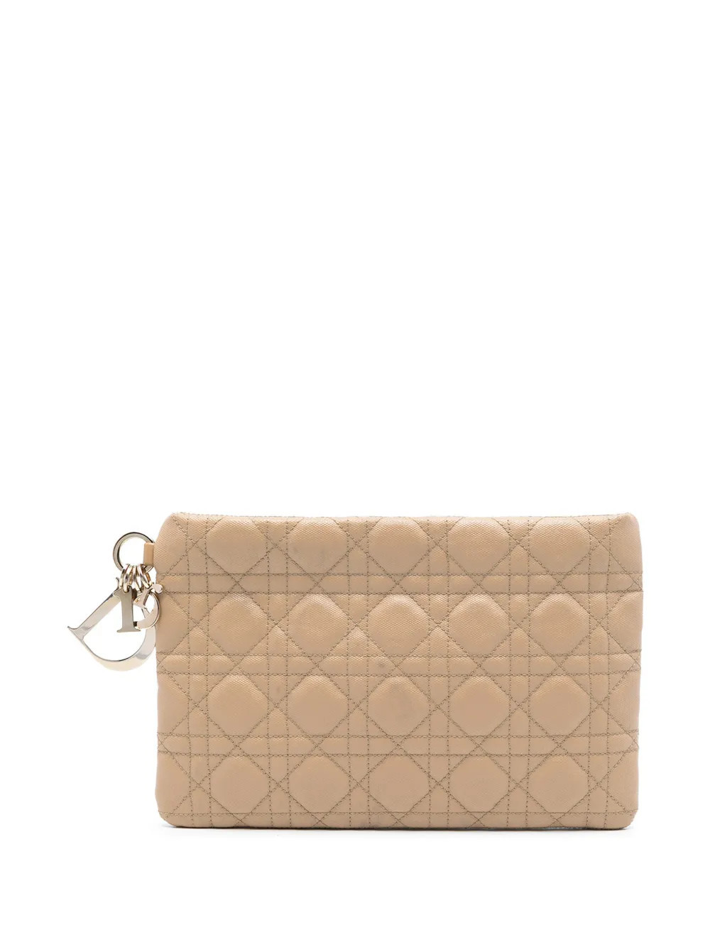 Christian Dior Pre-Owned 2011 Coated Canvas Cannage Lady Dior Panarea clutch bag - Brown | Farfetch Global