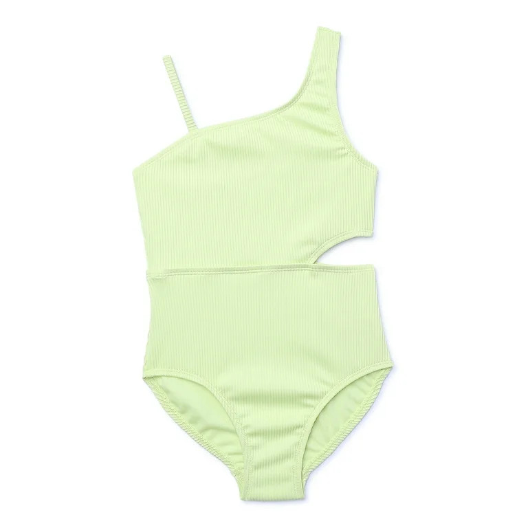 Wonder Nation Girls Side Cutout One-Piece Swimsuit with UPF 50, Sizes 4-18 & Plus | Walmart (US)