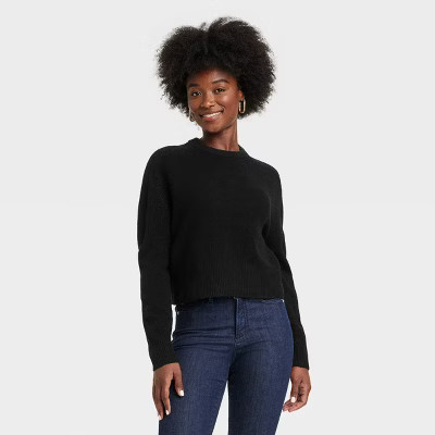 Women's Cozy Knit Crewneck Pullover Sweater - Universal Thread™ Black M | Target