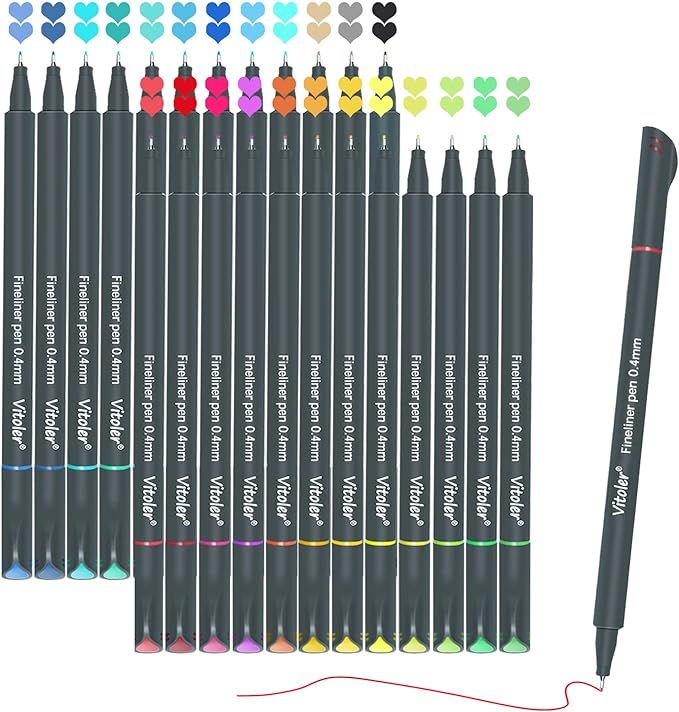 VITOLER 24 Colored Journaling , Fine Line Point Drawing Marker Pens for Writing Journaling Planne... | Amazon (US)