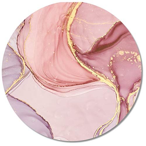 Mouse Pad with Stitched Edge, Pink Marble Rose Gold Mousepad Non-Slip Rubber Base Mouse Mat, Round W | Amazon (US)