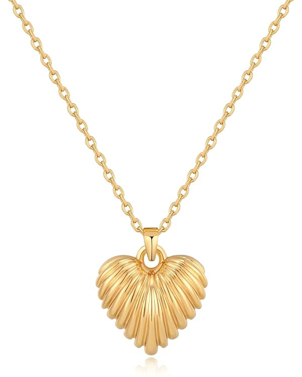 Gold Necklaces For Women Gold Heart Necklace Silver Link Necklace Heart Pendant Necklace Fashion ... | Amazon (US)