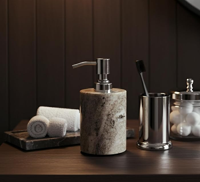 KLEO Soap Dispenser Lotion Dispenser - Made of Natural Stone - Luxury Bathroom Accessories Bath S... | Amazon (US)