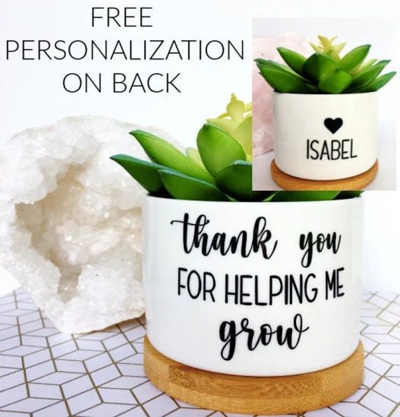 thank you for helping me grow, teacher flower pot, custom pot, custom succulent planter, custom p... | Etsy (US)