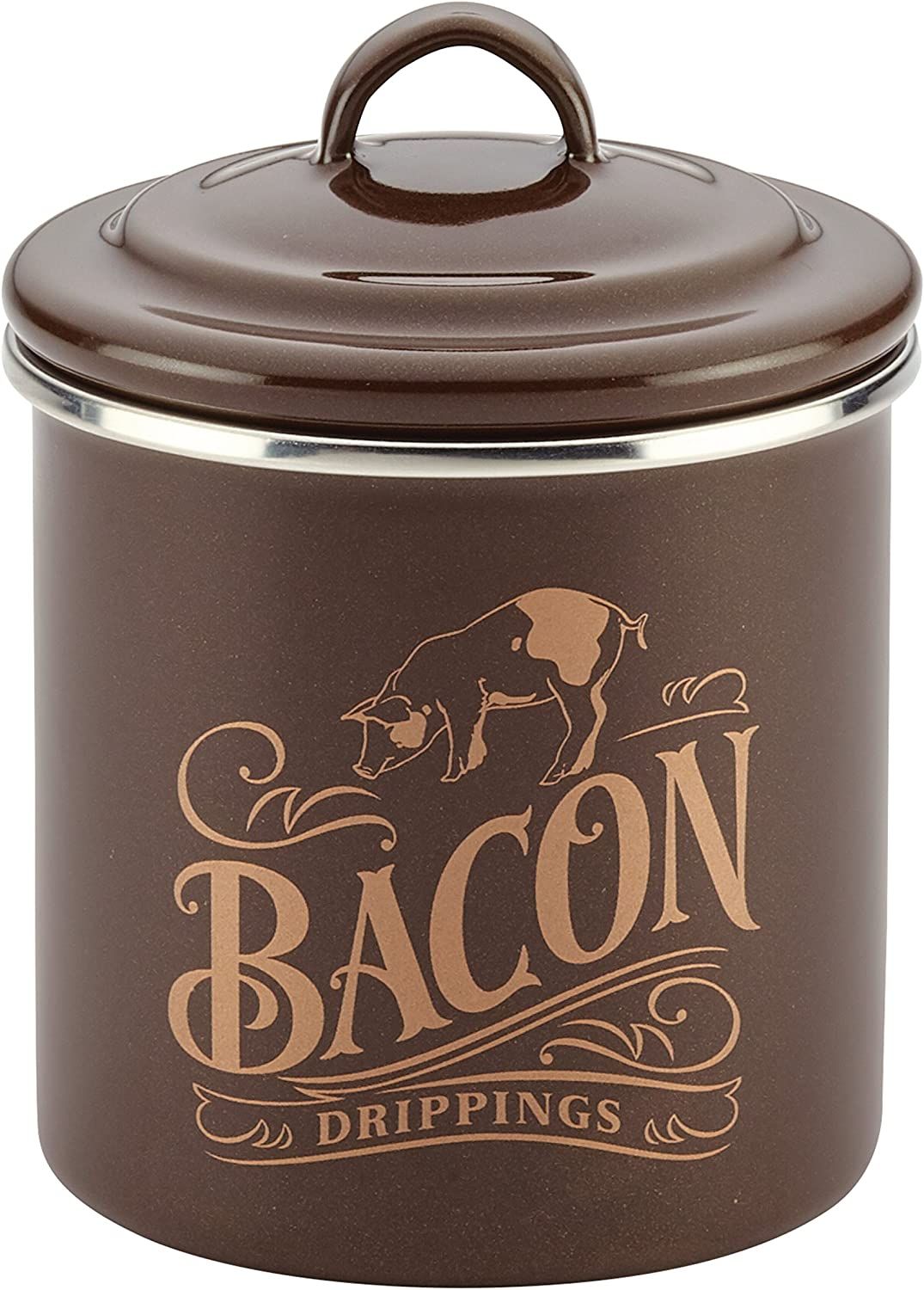 Ayesha Curry Enamel on Steel Bacon Grease Can / Bacon Grease Container - 4 Inch, Brown | Amazon (US)